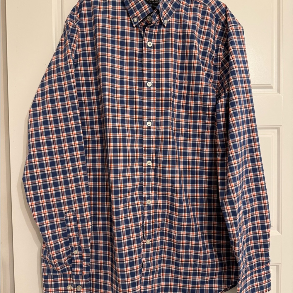 Banana Republic Large Men’s Button Down Plaid Tech Stretch Cotton Slim Flex Fit